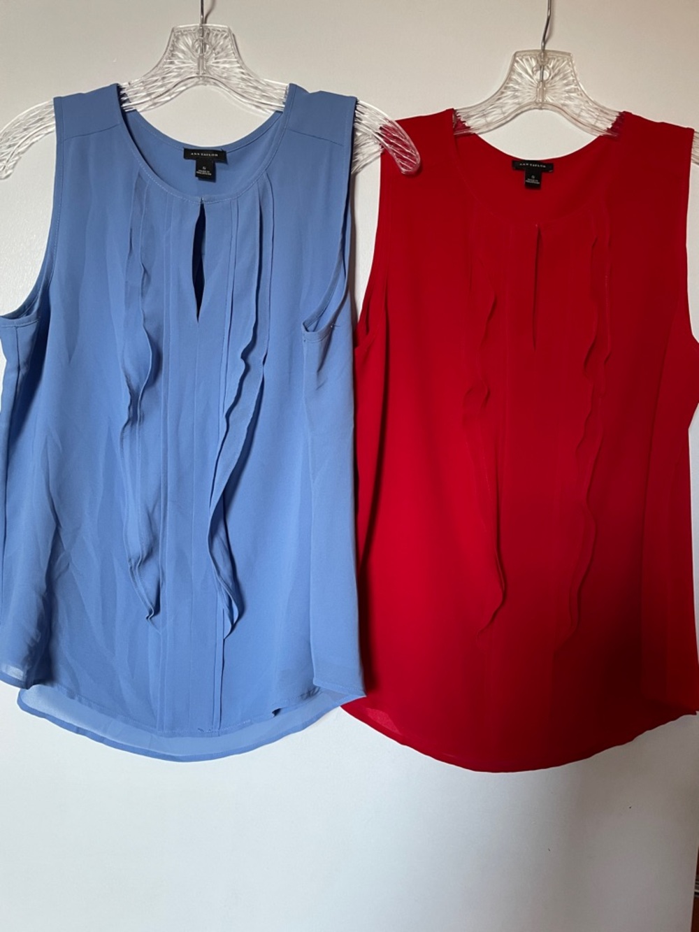 Two Ann Taylor Ruffle-Front Sleeveless Tops